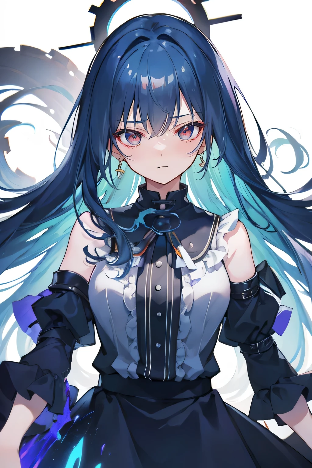 ((Beautiful Beautiful Girl)),yellow big eyes, 1  and slender woman, degree々big breasts, ((light Blue color hair)),((Half  long twin tail Hair)),In 8K, top quality, (highly detailed head: 1.0), (very detailed face: 1.0), (highly detailed hair: 1.0),((Black exhibitionist miniskirt fishnet tights costume)), (black side-open skirt),Detailed official artwork, clean detailed anime art,((A cheeky young lady face)),((Doll joints)),(eyes under mole)