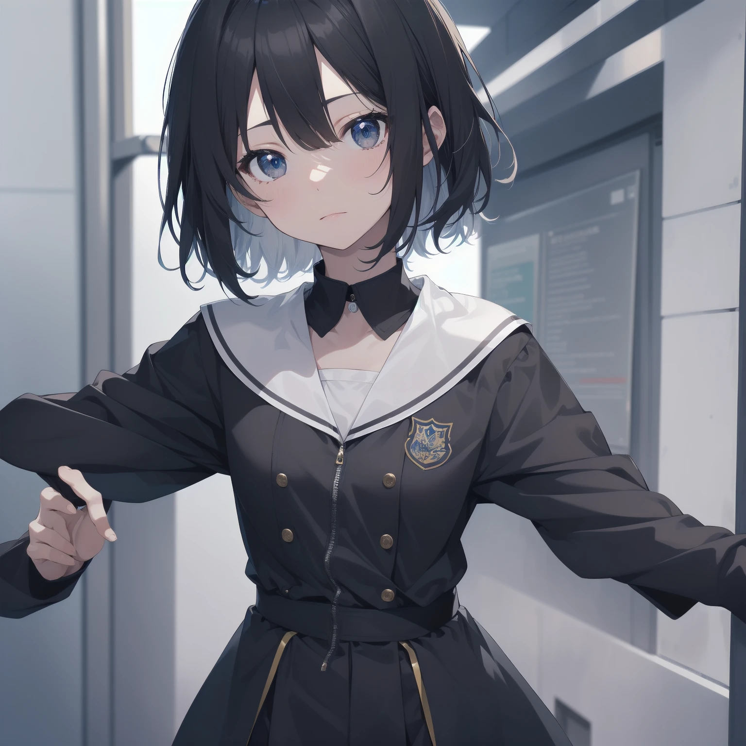 ultra-absurdres-Top quality by artist God, ultra-detailed, high resolution, anime moe artstyle, best anime 8k konachan wallpaper, pixiv contest winner, pool:2810, perfect anatomy,break, 1girl, (Please draw a girl walking sleepily to school alone. )break,(Solo,little female, -yeld:1.Full limbs, complete fingers,a junior hihort hair), short cut, flat chest, , small butt, small black eyes, beautiful detailed eyes, well-proportioned iris and pupils, expressive eyes, highres detailed hair, soft expression, salor school_uniform, sailor collar, serahuku, bow, pleated skirt,(Detailed Lighting), (Detailed background), in the School commute route. break,super detailed skin, Best cinematic lighting powered by famous artist, 8k,beauty illustration,photoshop_(medium),very aesthetic,break,((artist:toosaka_asagi )), artist:clamp ,artist:carnelian ,artist:kantoku ,