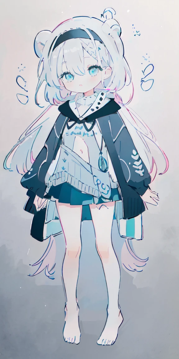 
(One girl),Full Body Lesbian，

Pink Hair,Bright Blue Eyes,Aqua gradient eyes,

Straight long hair,French Braid,Black Hair Band, (White Beret),

Dark blue jellyfish,Dark blue skirt,Black coat,(((Hand drawn line art)))



Off the shoulder、((Grey sweater))、valley、