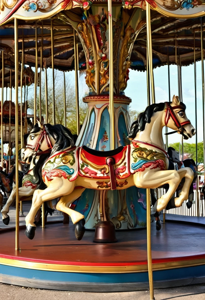 Carousel the horses have an erectet  penis on her backs