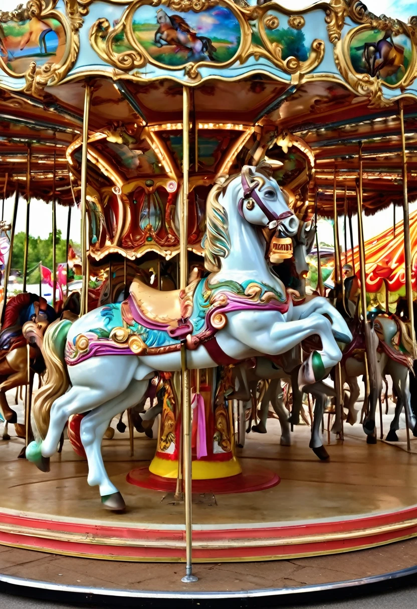 Carousel the horses have an erectet  penis on her backs