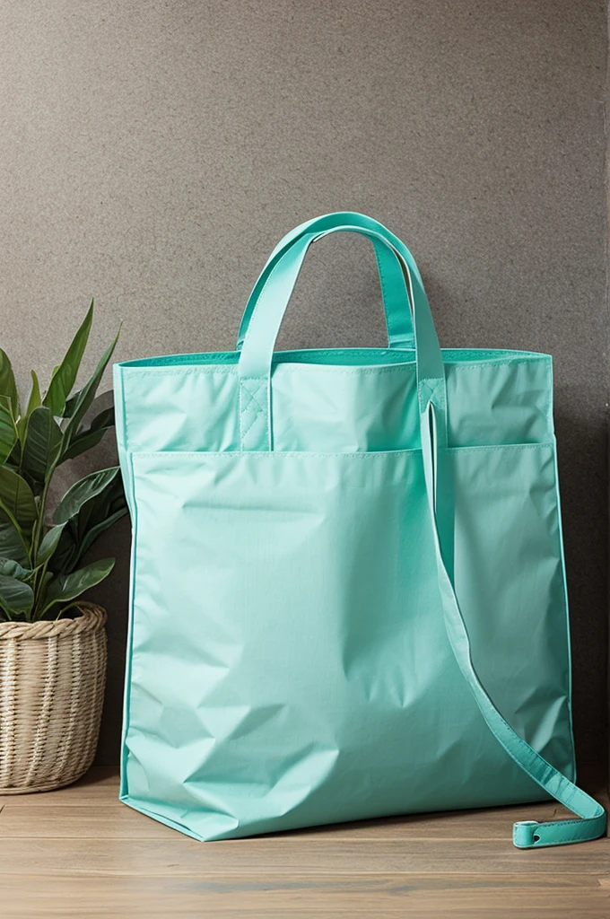 Online shipping bag made of ecological material and elegant aqua green color