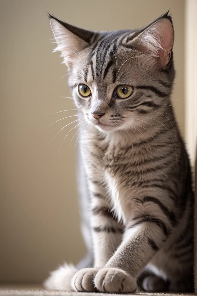 I want a cat with gray fur and brown eyes