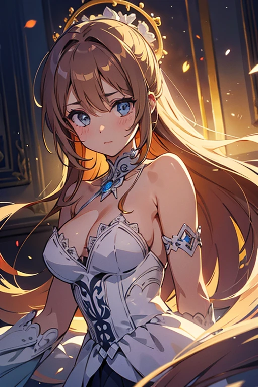 (Masterpiece:1.2), Best Quality, (illustration:1.2), (ultra detailed), hyper details, (delicate detailed), (intricate details), (cinematic light, Best Quality Backlights), Delete line, soloist, perfect body, (1 girl), She was like April sky, Sunrise in her eyes,  of light, Shining star, Fire in her heart, Brightest day, Melting snow, Breaking through the chill, (make up), High contrast, (better lighting, an extremely created and beautiful), (cinematic light), showy,