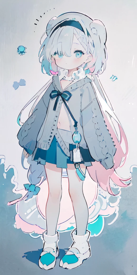 
(One girl),Full Body Lesbian，

Pink Hair,Bright Blue Eyes,Aqua gradient eyes,

Straight long hair,French Braid,Black Hair Band, (White Beret),

Dark blue jellyfish,Dark blue skirt,Black coat,(Hand drawn line art)



Off the shoulder、((Grey sweater))、valley、