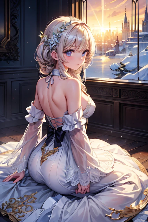 (Masterpiece:1.2), Best Quality, (illustration:1.2), (ultra detailed), hyper details, (delicate detailed), (intricate details), (cinematic light, Best Quality Backlights), Delete line, soloist, perfect body, (1 girl), She was like April sky, Sunrise in her eyes,  of light, Shining star, Fire in her heart, Brightest day, Melting snow, Breaking through the chill, (make up), High contrast, (better lighting, an extremely created and beautiful), (cinematic light), showy,