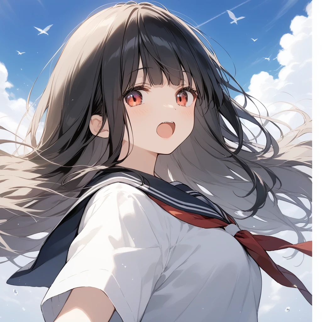 score_9, score_8_up, score_7_up, source_anime, best quality, masterpiece, official art, absurdres, highres, ultra-detailed,waifu2x,Collection: Slice of Life,break,1girl, long hair, straight hair, black hair, blunt bangs, medium breasts, slender, beautiful detailed eyes, school_uniform,  open mouth, (yawn:0.3), sleepily,  outdoors, wind, break,(clear line illustration:1.2),very high resolution, very aesthetic, super detailed skin, Best sexual lighting powered by famous artist, 8k,cute picture,beauty illustration,photoshop_(medium),,(Detailed Lighting),best anime 8k konachan wallpaper, pixiv contest winner, 