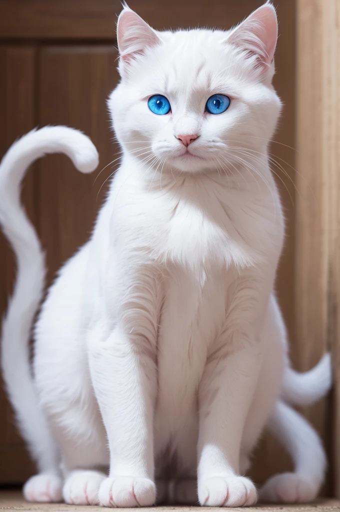 I want a cat with white fur and blue eyes