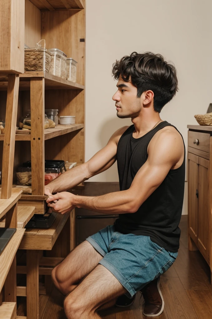 Boy cheating art from vegetable and wood for youtube video thumbnail