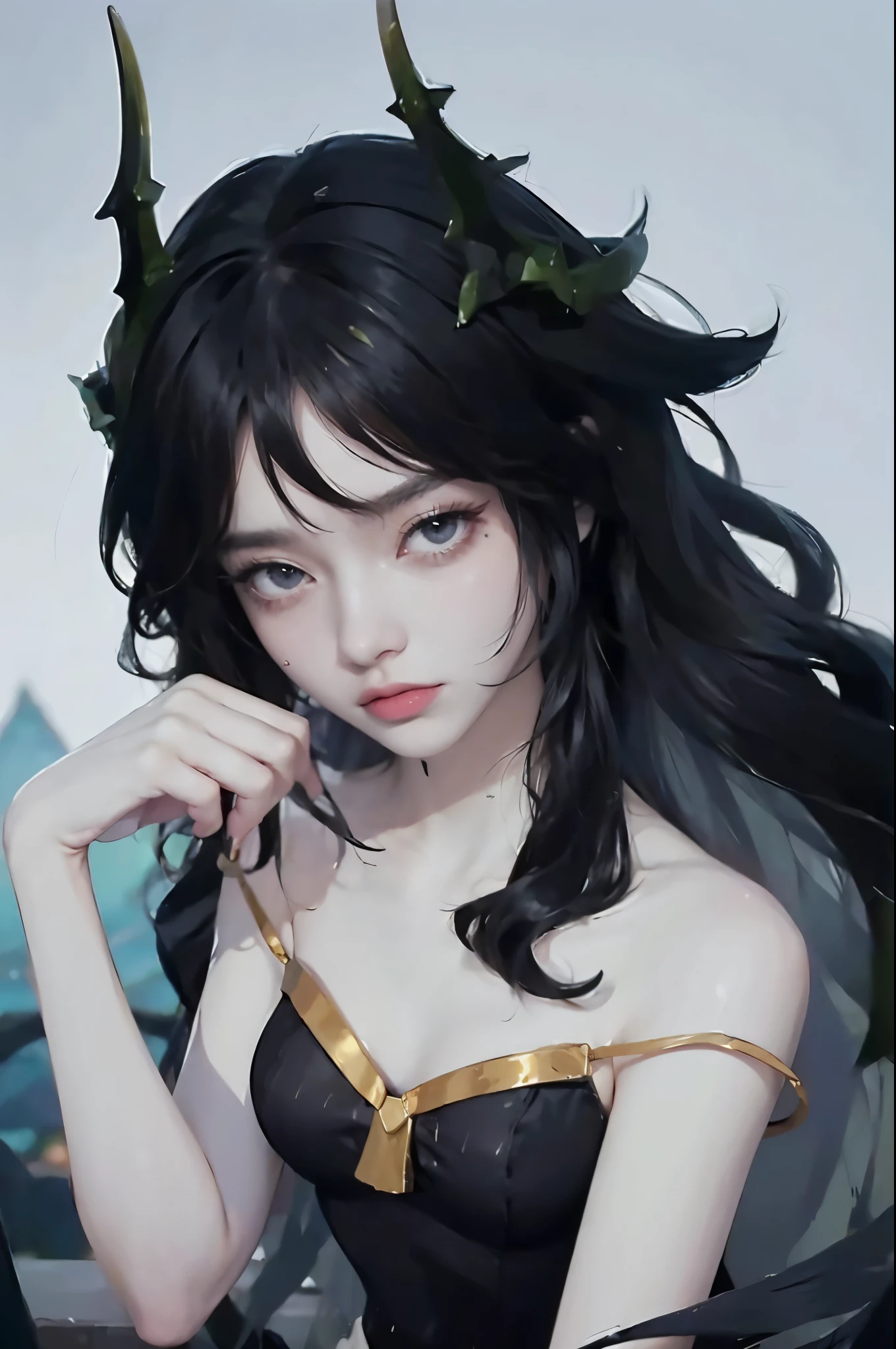 female, ((masterpiece, best quality, ultra detailed, absurdres),  solo, white hair, rain