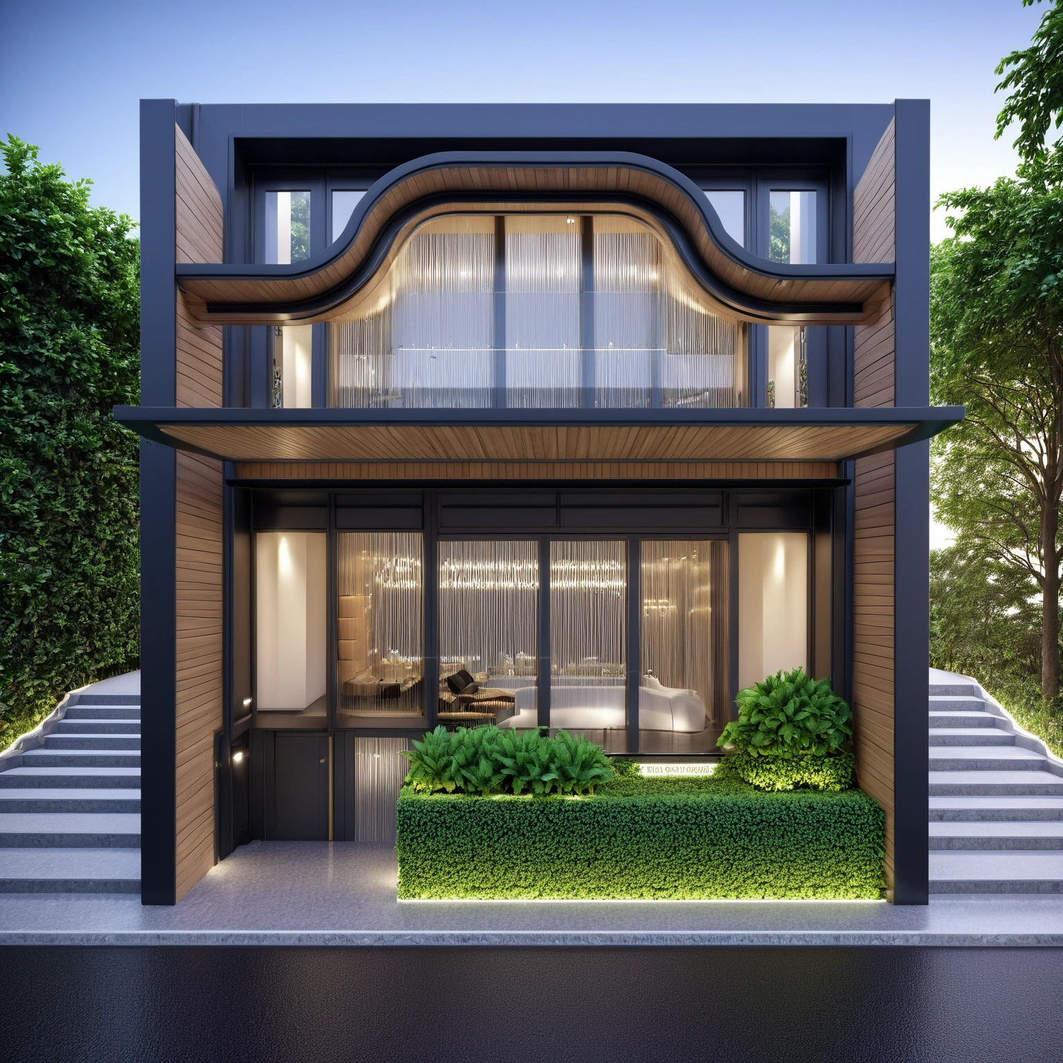 Architecture Indochine style, Exterior, Facade, Spa, The entrance to the car tunnel is on the side, decorative molding on the wall, Large glass on the facade,
Front perspective, frontview, orthographic 3d rendering, exterior design, detail render, low angle dimetric rendering, modern lush condo as shopfront, detailed rendering, mid-view, architecture render, 3/4 view from below, pre-rendered, rendered 3d model.
Main entrance with lighted stairs, The main entrance is planted with many trees
Raw Photo, Masterpiece, High quality, Best quality, Authentic photo, Super detail, Daylight, Street after the rain, Black cars pass by on the road, Realistic.