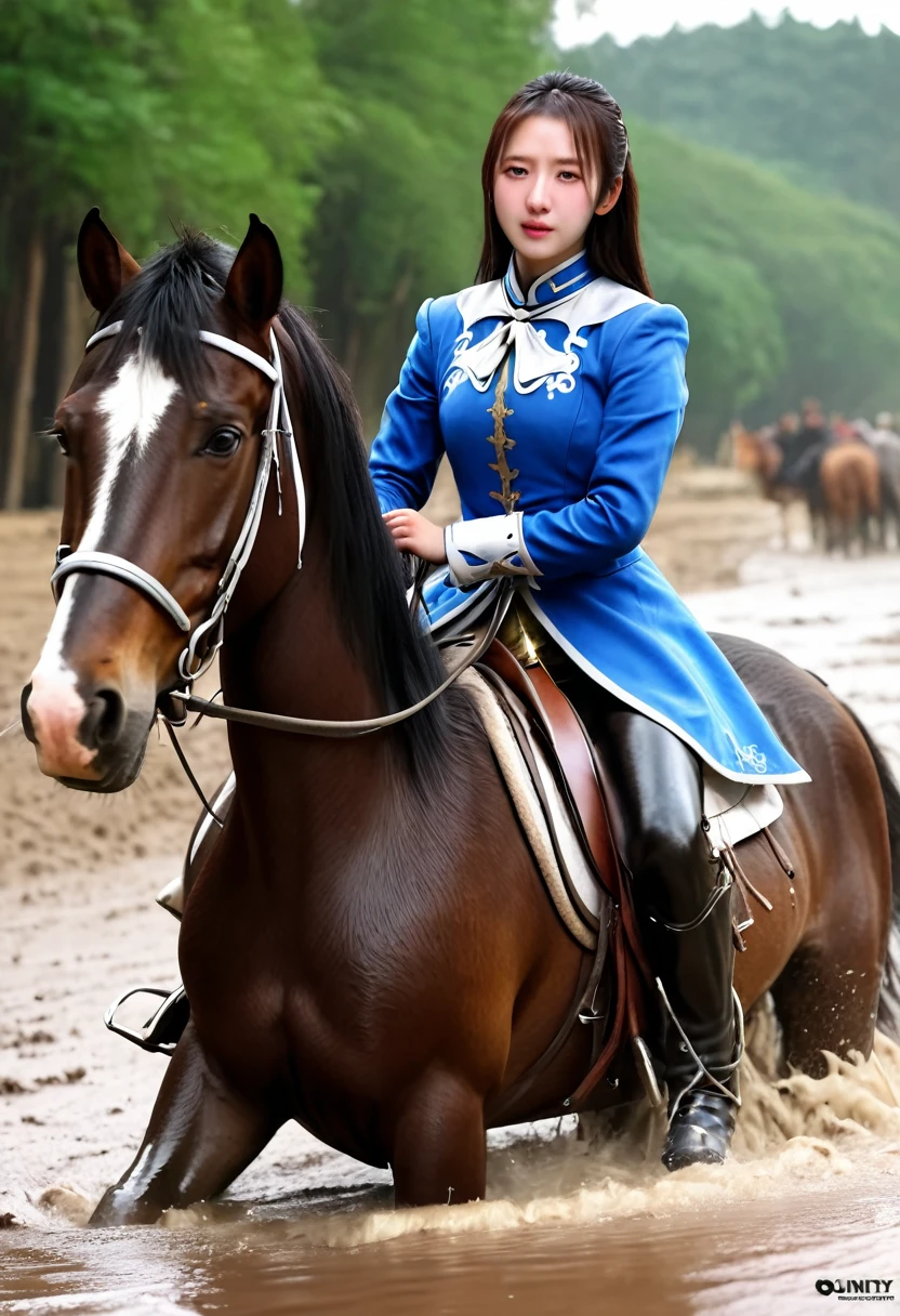 (((masterpiece))),(((Highest quality))),((Tabletop:1.4, Highest quality)), (Realな写真:1.4),
((1 cute girl knight)),rodeo,
(超High resolution:1.2),, wonderful, Very detailed CG Unity 8k wallpaper, Very detailed, High resolution,draft horse ridden by japanese cute girl,tight,muddy place,Beauty,The horse neighs,Female knight in armor,Sink,
Cold Light, Beautiful detailed girl, Droopy eyes,Very detailedな目と顔, Beautiful and exquisite nose, Beautiful and exquisite, draft horse ridden by a girl can't move because horse and girl soak in the sticky muddy deep pitfall:10.0 , horse falls down ,looks pained ,Surprised face:2.0,Real,Anatomically correct