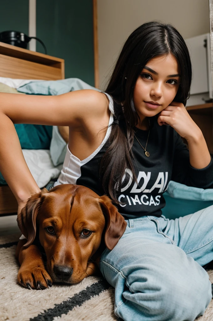 A girl are fucking with dog