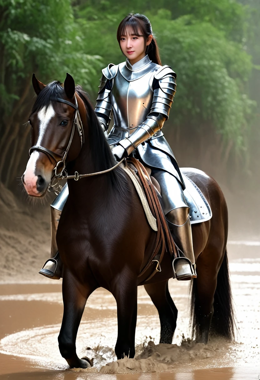 (((masterpiece))),(((Highest quality))),((Tabletop:1.4, Highest quality)), (Realな写真:1.4), 
((1 cute girl knight)),rodeo,
(超High resolution:1.2),, wonderful, Very detailed CG Unity 8k wallpaper, Very detailed, High resolution,draft horse ridden by japanese cute girl,tight,muddy place,Beauty,The horse neighs,Female knight in armor,Sink,
Cold Light, Beautiful detailed girl, Droopy eyes,Very detailedな目と顔, Beautiful and exquisite nose, Beautiful and exquisite, draft horse ridden by a girl can't move because horse and girl soak in the sticky muddy deep pitfall:10.0 , horse falls down ,looks pained ,Surprised face:2.0,Real,Anatomically correct