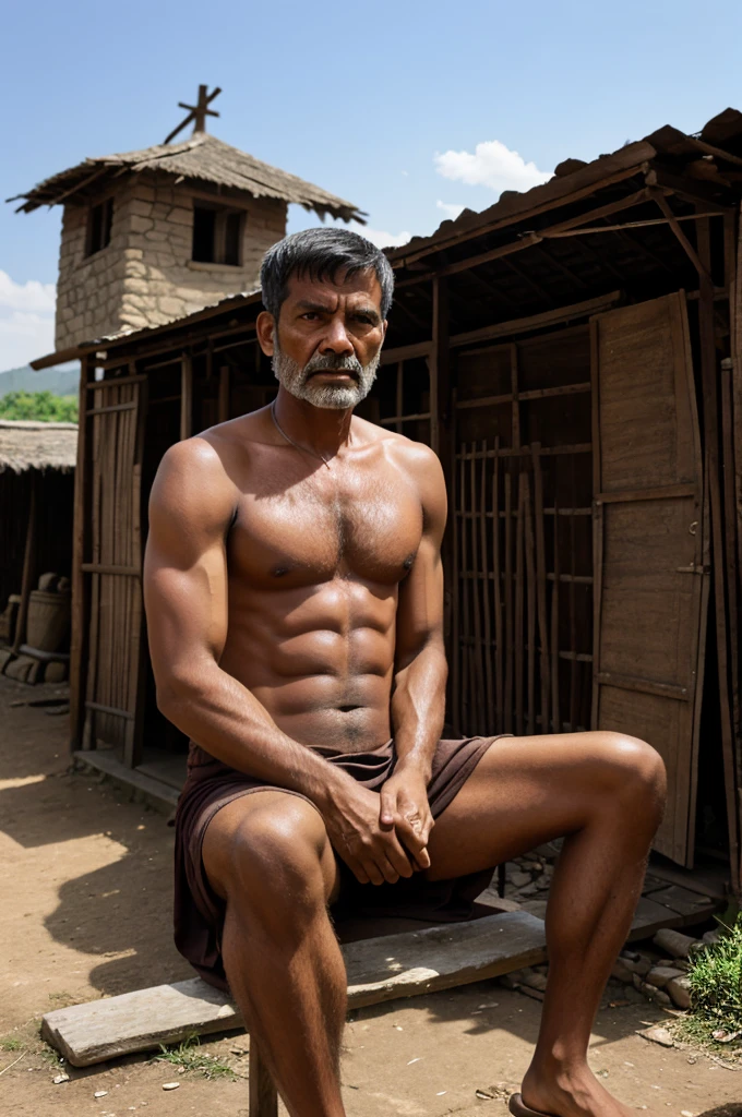 Poor man in Village