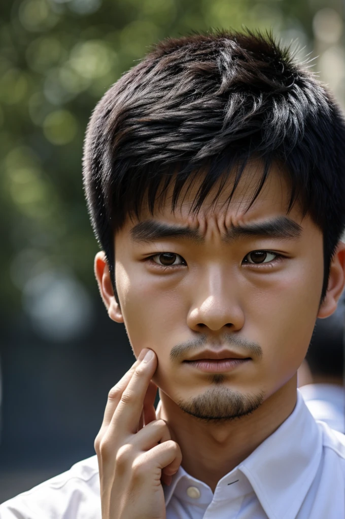 Young Chinese man crying