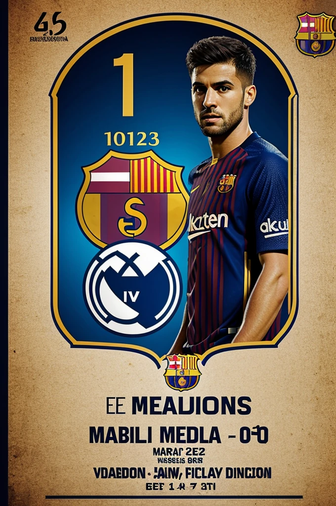 Match poster between Barcelona vs Real Madrid with date and time