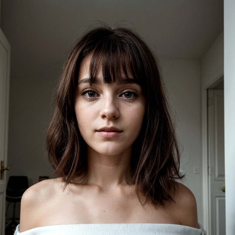 Un portrait photoréaliste d'une jeune béninoise de 21 ans avec de longs cheveux crépus et noirs flottants et des yeux noirs saisissants. Elle doit avoir une expression naturelle et accessible et être éclairée par la lumière douce du soleil. L'arrière-plan devrait être un un salon ou une chambre ou un bureau ensoleillé. Capturez cette image avec une photographie haute résolution à l'aide d'un objectif de 85 mm pour une perspective flatteuse.