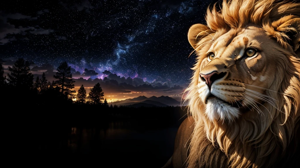 Lion, Divine Lion, naturals, Thunders, Realistic Lion, rey, realistic detailed, Sunset Light, Sky, Night Sun, realistic detailed 16K, Eletricidade Detalhada 8K, Texturas realistas de 8K, Cores photorrealistic 8K, fire azul, realistic detailed Fire Bolt, Sky Light Detailed, Power of thunder, Divine realistic, golden crown, golden crown, golden crown, naturey, Linda, Rendering, photorrealistic, UltraHigh definition, 4K, detailed textures, thunder, detailed shadows, detailed colors, neon blue, blue light, lightnings, blue power, naturey Linda, Great Divine, Peaceful Face, naturalss, lightning, Electric Power Screw, detailed contrast, realistic contrast, high resolution, detailed colors, fire, villany, divine creature, 8K FullHD, realistic detailed, 16K, 8K, High definition, detailed contrast, realistic contrast, high resolution, detailed colors, fire, villany, divine creature, 8K Realistic Lion Face, realistic detailed, posh, elegance