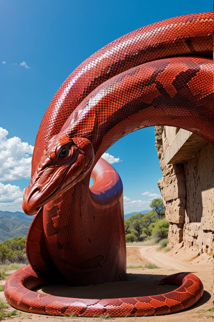 Make a giant creature looks like a red snake