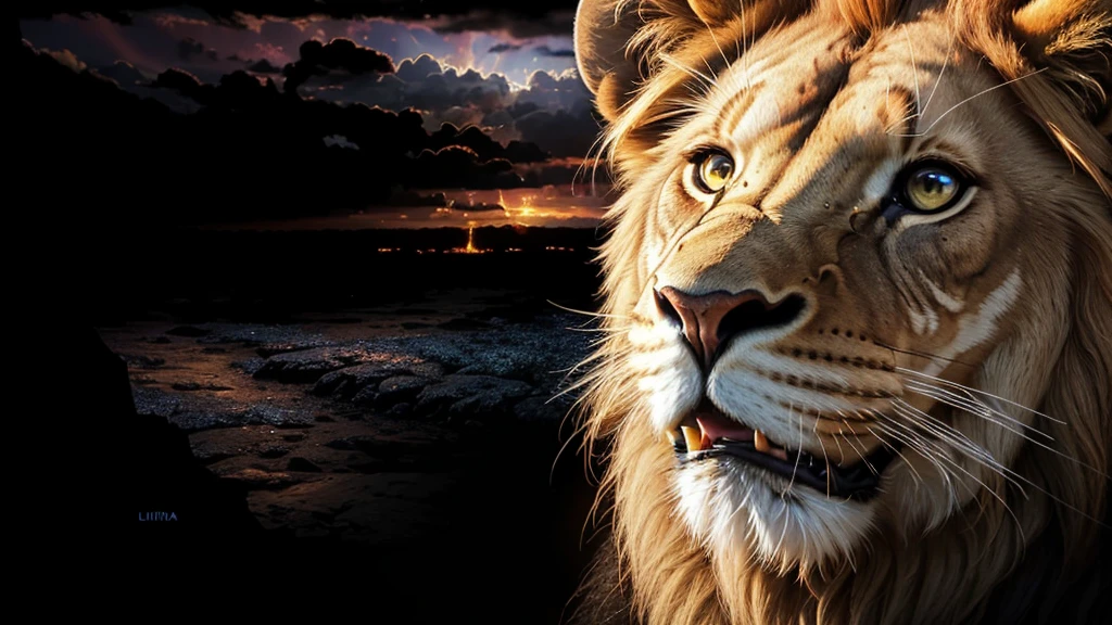 Lion, Divine Lion, naturals, Thunders, Realistic Lion, rey, realistic detailed, Sunset Light, Sky, Night Sun, realistic detailed 16K, Eletricidade Detalhada 8K, Texturas realistas de 8K, Cores photorrealistic 8K, fire azul, realistic detailed Fire Bolt, Sky Light Detailed, Power of thunder, Divine realistic, golden crown, golden crown, golden crown, naturey, Linda, Rendering, photorrealistic, UltraHigh definition, 4K, detailed textures, thunder, detailed shadows, detailed colors, neon blue, blue light, lightnings, blue power, naturey Linda, Great Divine, Peaceful Face, naturalss, lightning, Electric Power Screw, detailed contrast, realistic contrast, high resolution, detailed colors, fire, villany, divine creature, 8K FullHD, realistic detailed, 16K, 8K, High definition, detailed contrast, realistic contrast, high resolution, detailed colors, fire, villany, divine creature, 8K Realistic Lion Face, realistic detailed, posh, elegance