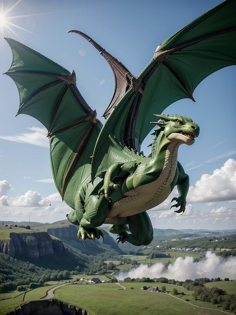 Real image of Green Wales Dragon flying full, Please