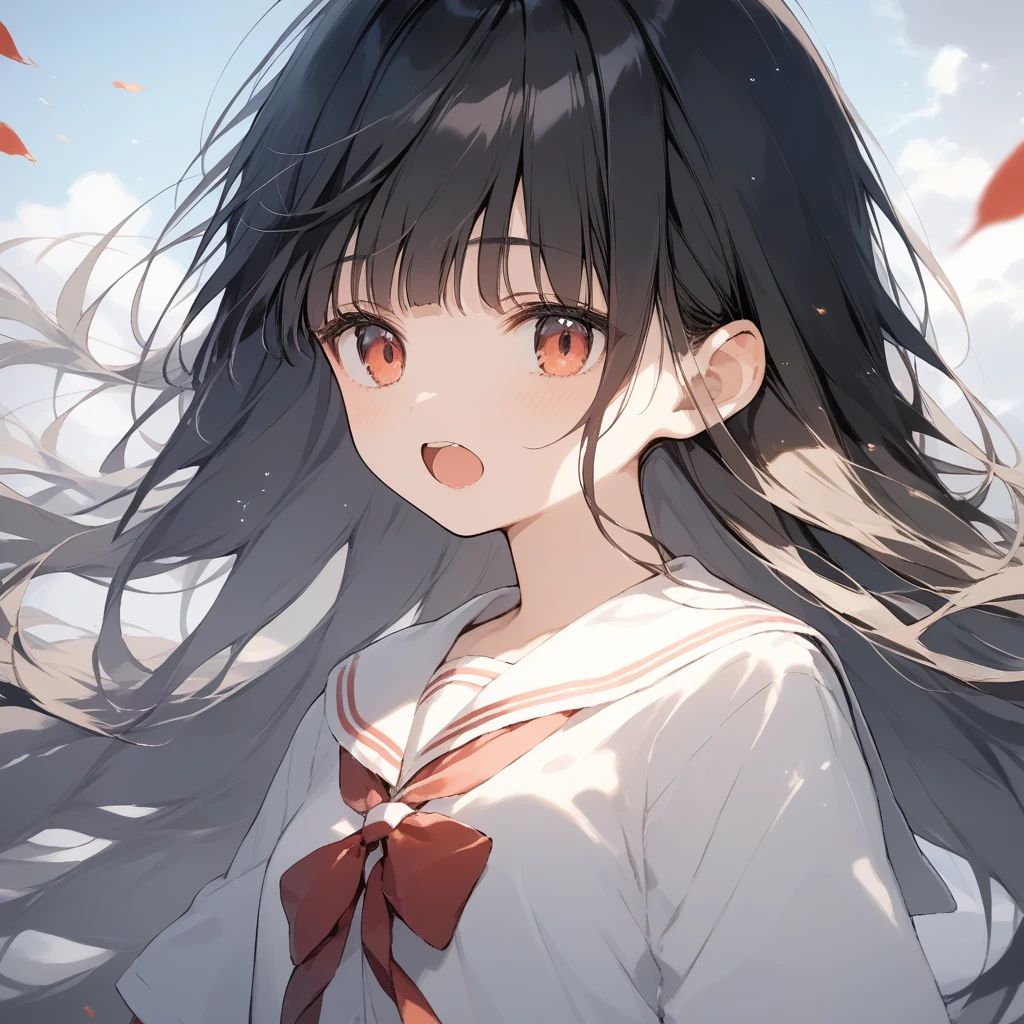 score_9, score_8_up, score_7_up, source_anime, best quality, masterpiece, official art, absurdres, highres, ultra-detailed,waifu2x,Collection: Slice of Life,break,1girl, long hair, straight hair, black hair, blunt bangs, small breasts, slender, beautiful detailed eyes, school_uniform, open mouth, (yawn:0.3), sleepily, outdoors, wind, break,(clear line illustration:1.2),very high resolution, very aesthetic, super detailed skin, Best sexual lighting powered by famous artist, 8k,cute picture,beauty illustration,photoshop_(medium),,(Detailed Lighting),best anime 8k konachan wallpaper, pixiv contest winner,