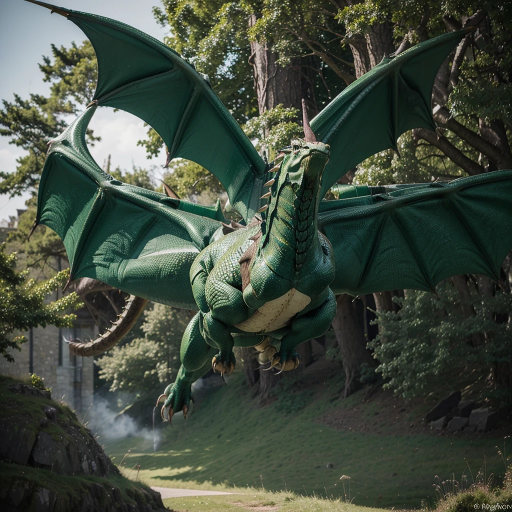 Image of Royal Green Wales Dragon Flying Full, Please