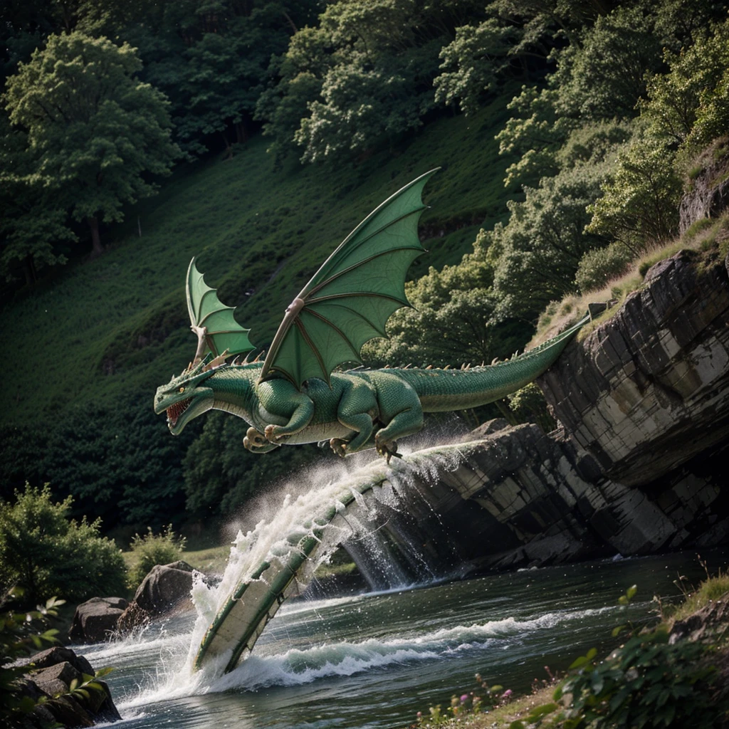 Image of Royal Green Wales Dragon Flying Full, Please