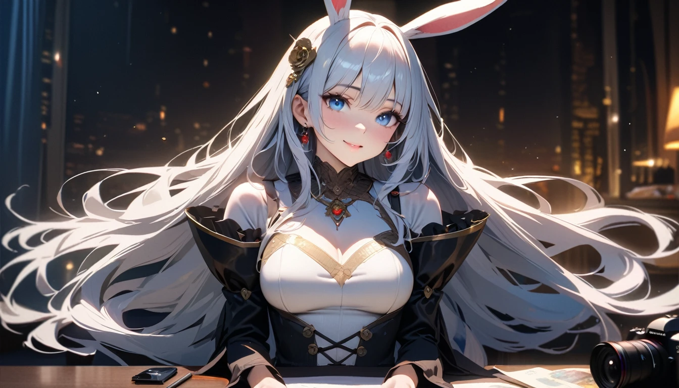 Best quality, masterpiece, A high resolution,,( girl Whole body :1.7)(Sitting on your feet with your knees bent) 1 girl, clear pink silk porcelain dress, Beautiful face, rabbit ear ,hair accessories, I look at the audience, smiling, shut up, lips, dress, hair accessories, necklaces, jewelry, long hair, earrings, Beautiful face, on the body, Tyndall effect, Realism, Dark Studio, edge lighting, Two-tone lighting, (highly detailed skin: 1.2), 8 k uhd, SLR camera, soft light, high quality, volumetric lighting, Photo, A high resolution 4K, 8 k, blurred background ,aboutбщий эффект представляет собой великолепную смесь фэнтези., chaos and abyss,. close-up, fine quality, Blue eyes , ultra detailed, beautiful and aesthetically pleasing, masterpiece, Best Quality Score, extremely detailed, ray tracing, Medium Body, close-up, High view, particles and hard light, cut corner. depth of field、natural soft light、professional lighting、aboutтличная улыбка、(highly detailed skin: 1.2)、Photoреалистичный рендер аниме девушки、Bright highlights of the eyes、Ideal Anatomy、Crotch open、shy、legs spread、Panties visible、Shiny body, oily, erectile nipple))、Разрешение 8 k、complex parts、Toned waist、Wide buttocks、Эффект Тиндаллаmasuter piece、top quality、Highest standards、Highest image quality、table、complex parts、A high resolution、depth of field、natural soft light、professional lighting、about, standing, very long hair, cowboy shot, brilliant, brilliant hair, (night:1.2),Dreamy, [[gentle fingers and hands:0.55]::0.85],(detailed fingers),),(emotional),(breathtaking),(main part:1.2) whole body.), (Anime Style), (Super Detailed), (brutal), (uhd, HDR), (8K), (High Resolution: 1.2), (Complex and Beautiful: 1.2), (Dramatic Lighting: 1.2) , (staring at the viewer), lora:add_detail:1, female necromancer, flowing white hair, detailed red eyes, skelet, Tomohiko Ito style