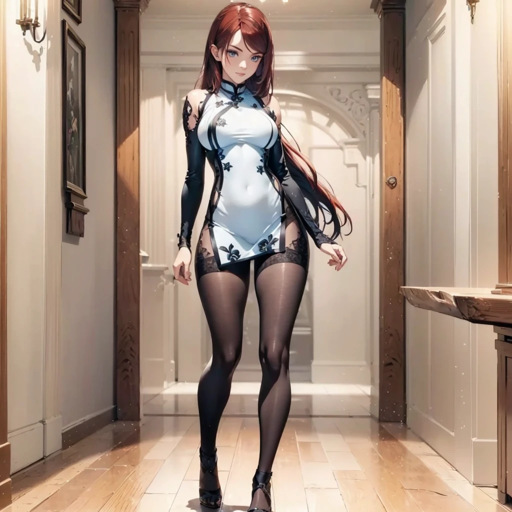 ((1girl, solo)), beautiful body, (perfect anatomy, perfect body, perfect hands, perfect legs), natural proportions, sexy body, large breasts, ((full body, full body front)) BREAK

((extremely detailed face)), (beautiful detailed eyes:1.6), (realistic pupils, realistic iris:1), expressive eyes, looking at viewer, (clear eyes:1.3), (hyperrealistic:1.2), (detailed skin texture:1.2), smooth skin, (red hair:1.5), longhair, straight hair, straight cut, sidelocks, bangs, parted bangs, mole, mole under eye, hair ornament, ((hair clip)), left bang hair clipped, ((mature female)), (little smile), (detailed lips:1.2), (attractive lips:1.1), (glossy lips:1), perfect face, perfect eyes BREAK

(masterpiece:1.5), anime-style, top quality, best quality, (beautiful and aesthetic:1.2), (ultra detail:1.5), Ultra-detailed depiction, Ultra-precise depiction, extremely detailed 8k illustration, high resolution, (highly detailed shading:1.2), (realistic lighting:1.4), perfect lighting, vibrant colors, dynamic tones, striking hues, 8k, absurd resolution, perfect shadows, hdr, UHD, ambient lighting, realistic, ultra-realistic, photo realistic, highly detailed, rich detail, luminous colors, fine texture, intricate design, professional illustration, (soft light:1.2), (illustration:0.7)