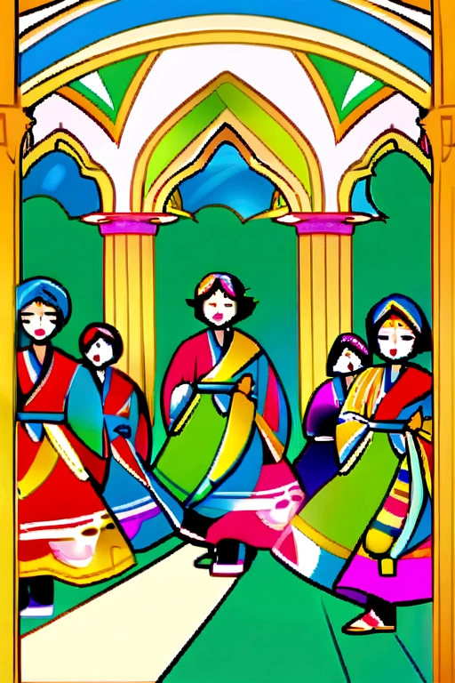 The teenage boy walking through a lush green village towards  Akhand Kirtan (continuous devotional singing) is being performed.