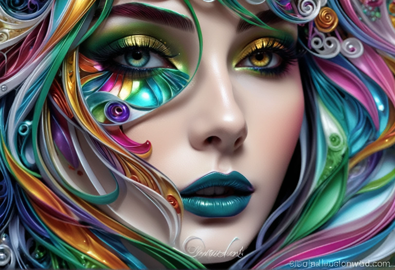 woman with blue hair and tattoos on her face, karol bak uhd, beautiful portrait in fantasy style, beautiful art uhd 4 k, exquisite digital illustration, Highly detailed 4K digital art, gorgeous digital art, beautiful artwork illustration, detailed fantasy digital art, stunningly beautiful art, Fantasy close-up with water magic, beautiful detailed fantasy, detailed matte fantasy portrait