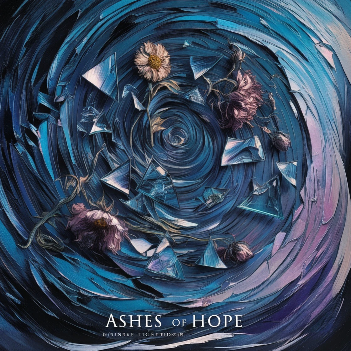 a close up of a painting of flowers in a spiral, official artwork, ashes, album art, ashes seem to be alive, official poster artwork, by Anna Haifisch, album artwork, ash thorp, detailed cover artwork, packshot, ashy, album cover concept art, ash, high - res, high-res, inspired by Jon Foster