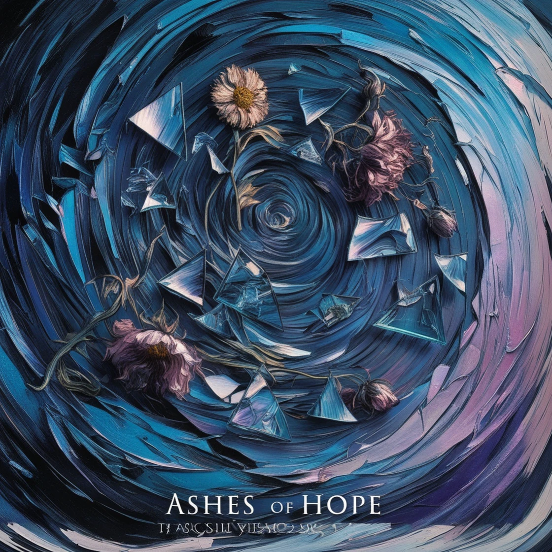 a close up of a painting of flowers in a spiral, official artwork, ashes, album art, ashes seem to be alive, official poster artwork, by Anna Haifisch, album artwork, ash thorp, detailed cover artwork, packshot, ashy, album cover concept art, ash, high - res, high-res, inspired by Jon Foster