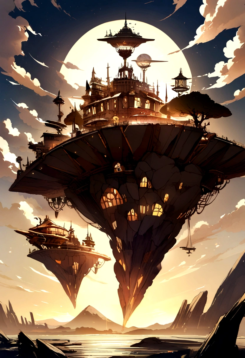 Flying island steampunk