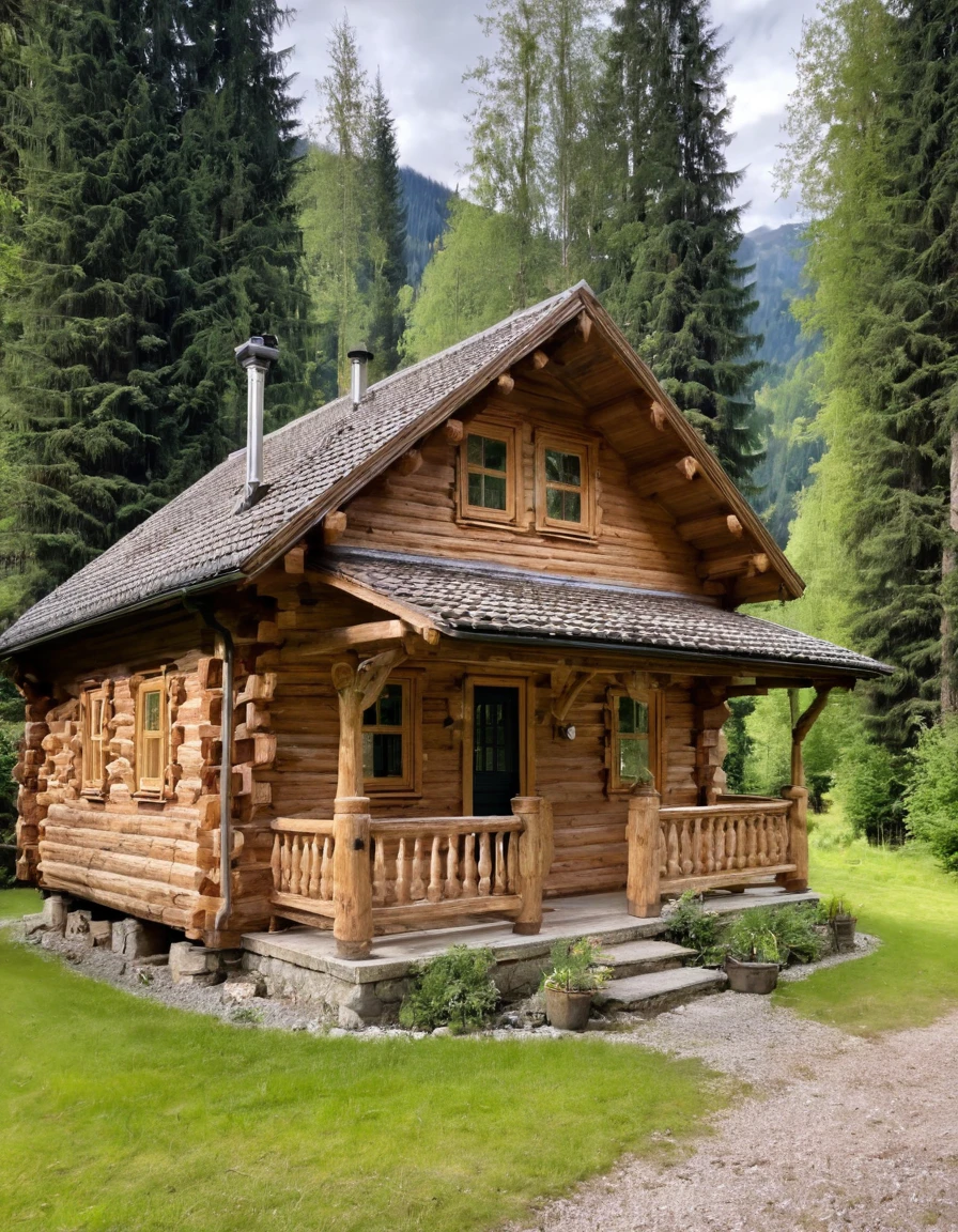 a close up of a small cabin with a porch and a porch, log cabin, wooden cottage, cottagecore, cabin in the woods, log homes, cottagecore!!, peaceful wooden mansion, wooden house, cottage in the woods, old cabin, log cabin beneath the alps, luxurious wooden cottage, cabin, cottage in the forest