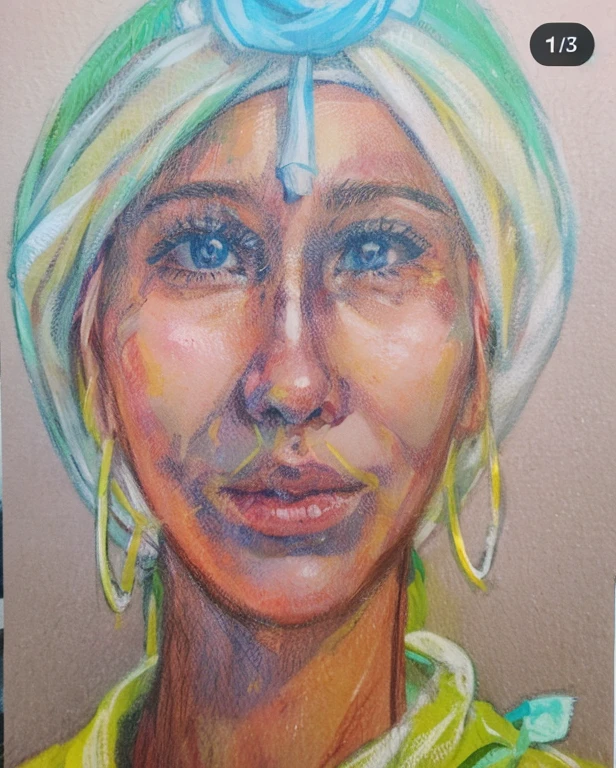 Woman, 30years, white, with turban