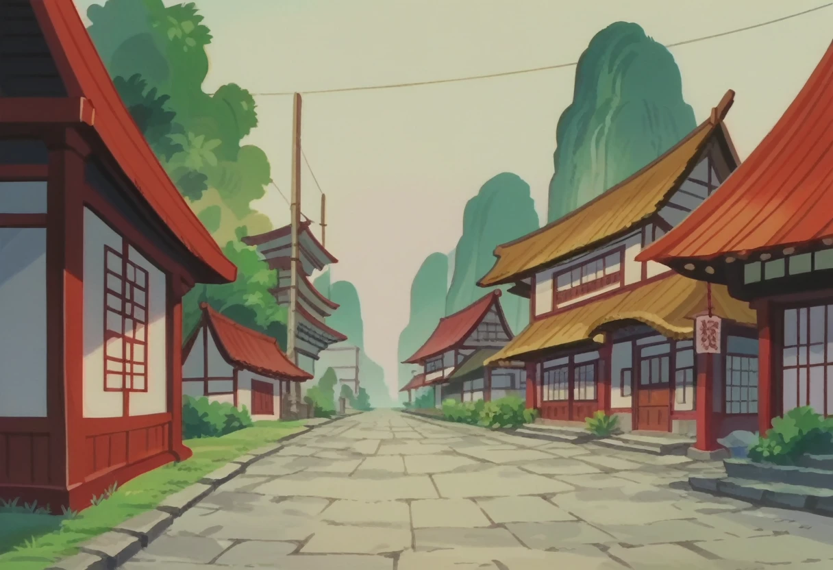 japanese village, scenery, anime screencap, no people,best quality, drgbls1
