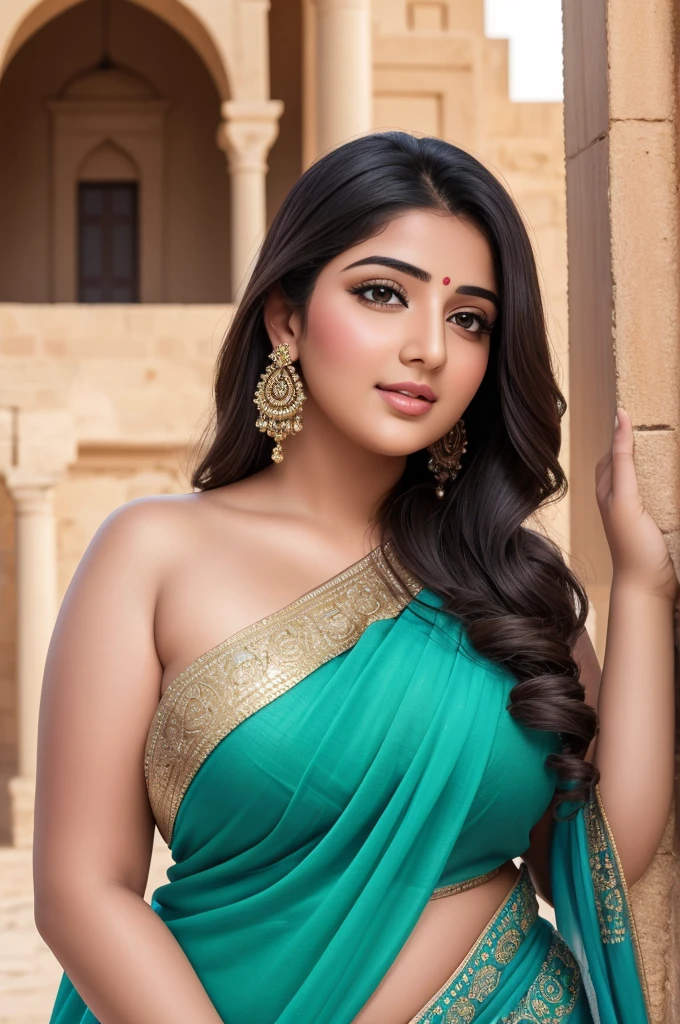 1 Heavenly beautiful and goddess beauty cute and sweet looking face Arabian woman in front of Mnajdra Temple, Cyprus, Heavenly beautiful Overweight, Heavenly beautiful Extremely fat, Heavenly beautiful and attractive Chubby figure , Heavenly beautiful looking and eye catching luxury style Indian tradition style saree, reaching out, Heavenly beautiful Arabian woman, 16k, High resolution, masterpiece, highest quality, fine skin, close up figure view, Realistic Photograph