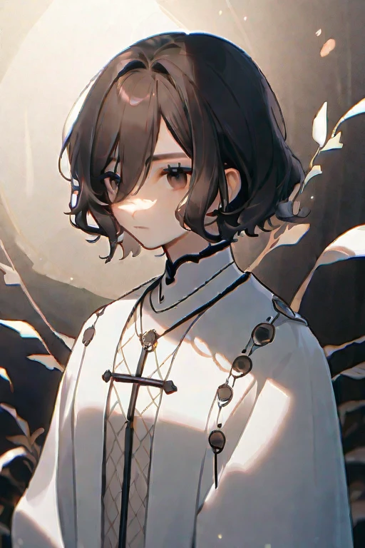 ((Лучшее качество)), ((шедевр)), (подробный), dark hair, short haircut