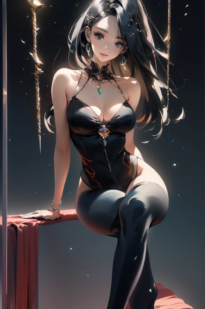 32K（tmasterpiece，k hd，hyper HD，32K）Long flowing black hair，ponds，zydink， a color，  Asian people （Silly girl）， （Silk scarf）， Combat posture， looking at the ground， long whitr hair， Floating hair， Python headdress， Chinese long-sleeved clothing， （abstract ink splash：1.2）， white backgrounid，Lotus protector（realisticlying：1.4），Black color hair，Snowflakes fluttering，The background is pure， A high resolution， the detail， RAW photogr， Sharp Re， Nikon D850 Film Stock Photo by Jefferies Lee 4 Kodak Portra 400 Camera F1.6 shots, Rich colors, ultra-realistic vivid textures, Dramatic lighting, Unreal Engine Art Station Trend, cinestir 800，Long flowing black hair