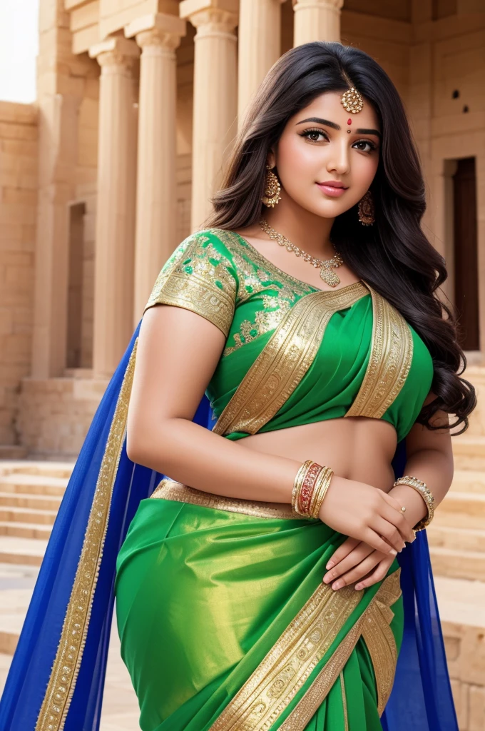1 Heavenly beautiful and goddess beauty cute and sweet looking face Arabian woman in front of Mnajdra Temple, Cyprus, Heavenly beautiful Overweight, Heavenly beautiful Extremely fat, Heavenly beautiful and attractive Chubby figure , Heavenly beautiful looking and eye catching luxury style Indian tradition style saree, reaching out, Heavenly beautiful Arabian woman, 16k, High resolution, masterpiece, highest quality, fine skin, close up figure view, Realistic Photograph