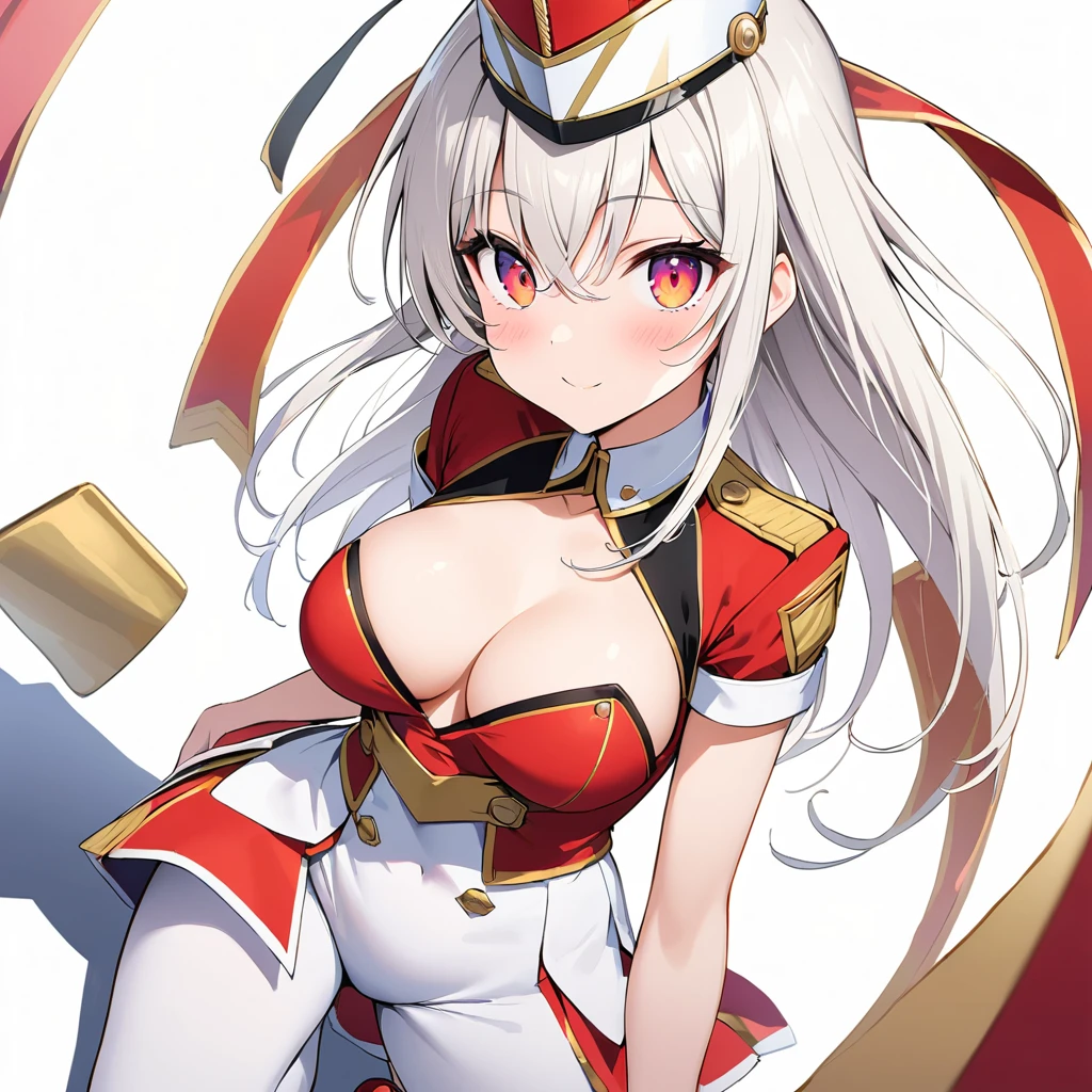 16k works,Highest quality,18-year-old,No background.White background only,whole body、Kneel,Dynamic and sexy pose, One person, Beautiful Face,, Symmetrical eyes, Perfect body, Good balance、 Perfect body、 marching band