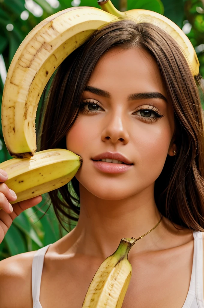 A sexy girl kissing a banana