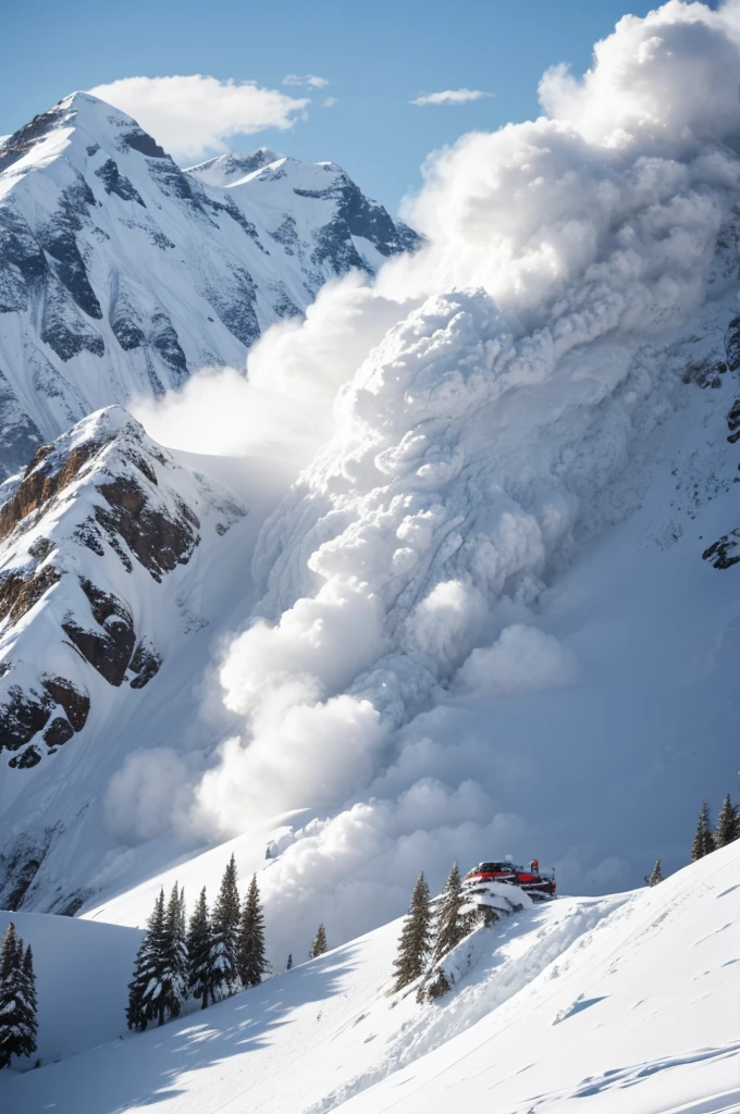 Une avalanche de neige qui fonce tout droit sur un aigle