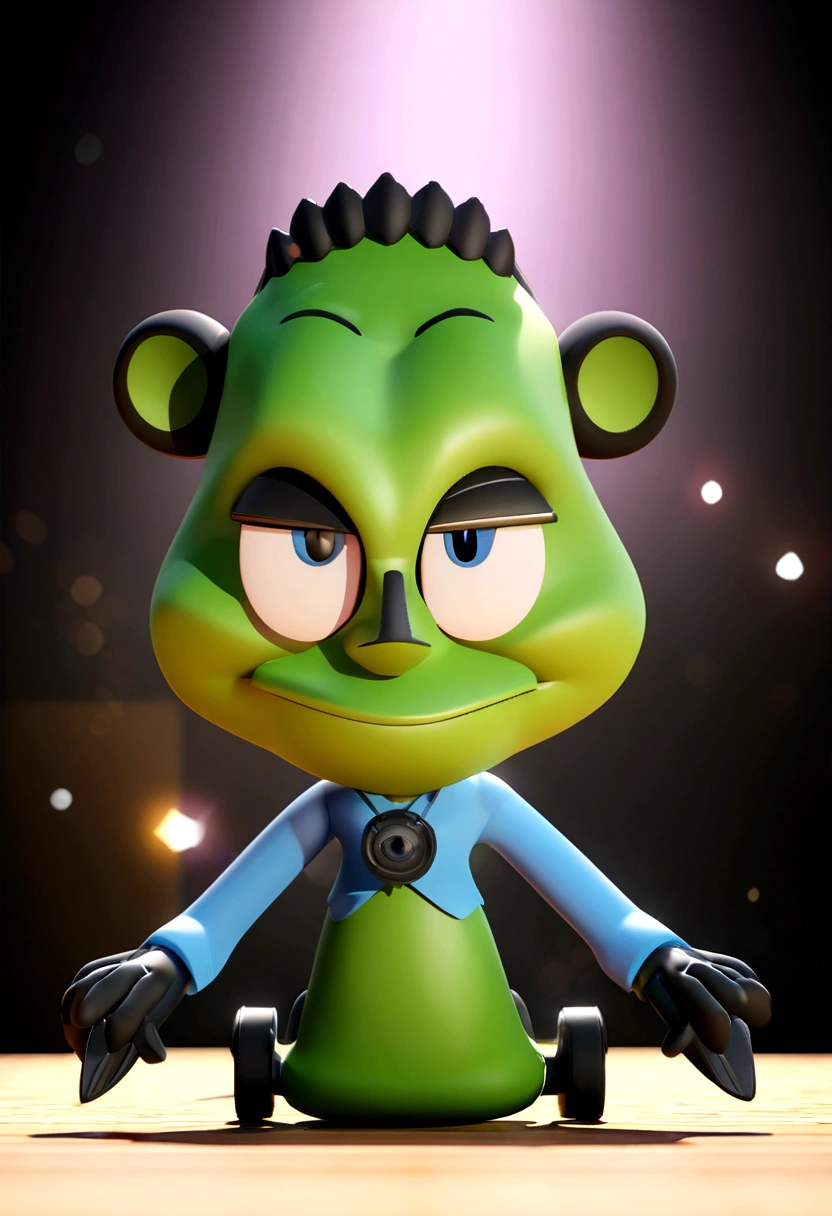 Cartoon character of a man in black glasses and blue shirt, an animated character, stylized character, animation style rendering, 3d stylized, Arnold Maya rendering, Stylized 3D rendering, toon render screenshot, 3d character, 3d character, Stylized 3D rendering, 3D character rendering, cartoon character, Personagem de close up, character posing, (Pixar-style) (master part:1.2) (bokeh) (best qualityer) (skin detailed) (detailed texture) (8K) (Argilla) (cinematic lighting) (sharp focus，Sit down and lift your upper body