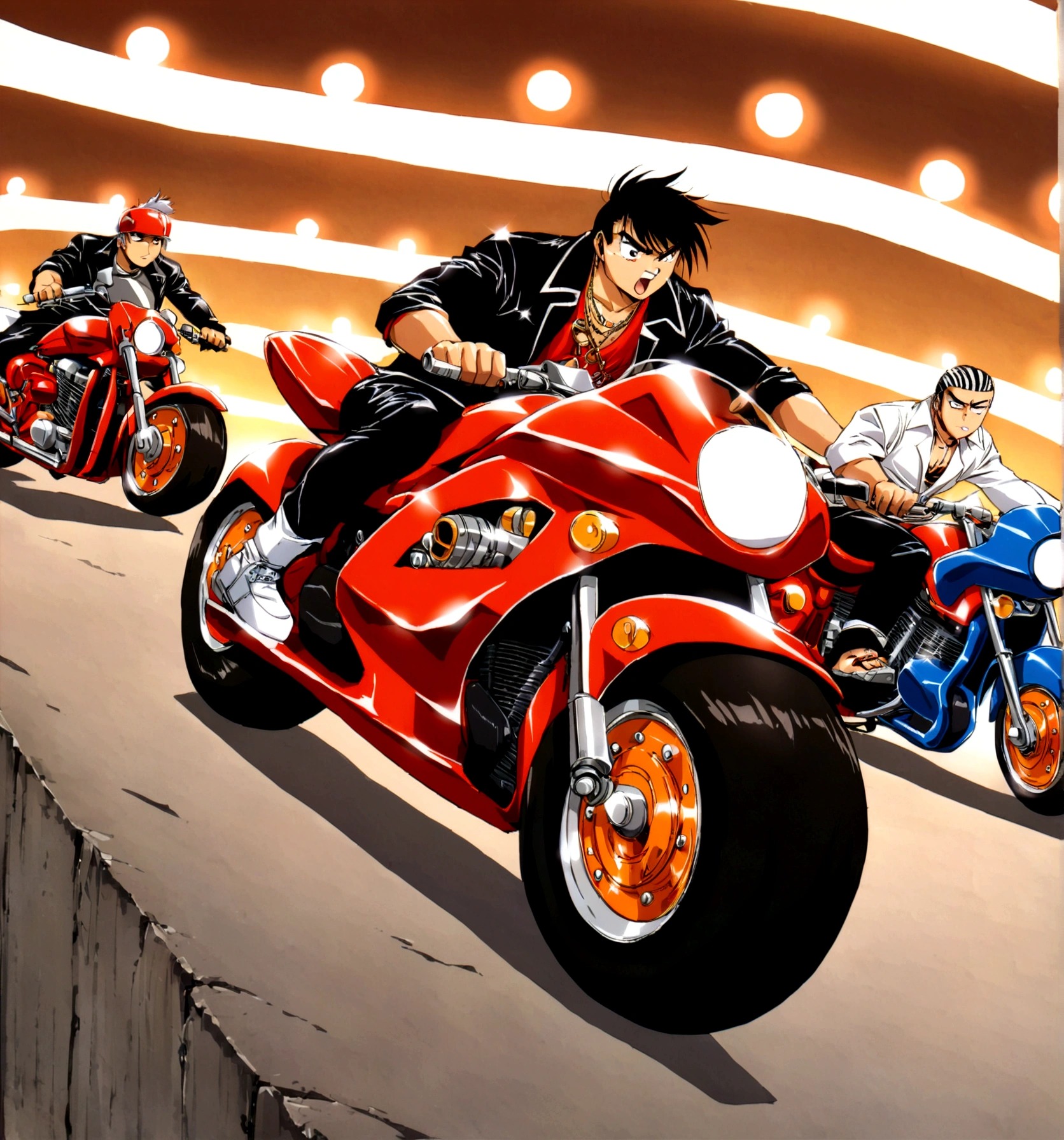 7 man riding bosozoku motorcycles,4 motorcycle, bosozoku gang, riding, japan gangster