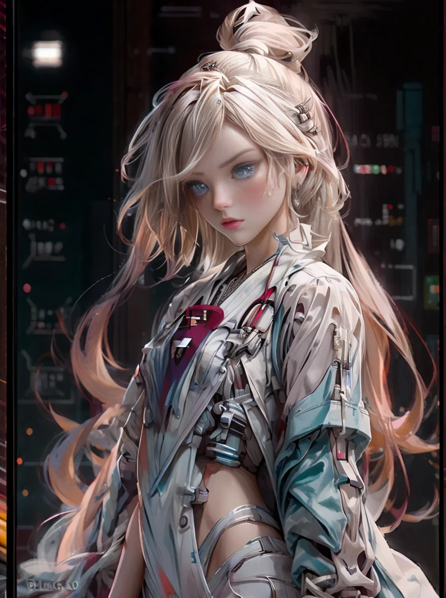 ((plano general, body completo:1.4)), pays attention beautiful woman wearing a white clothes, blond hair, blue eyes, detailed eyes, detailed face, long hair 