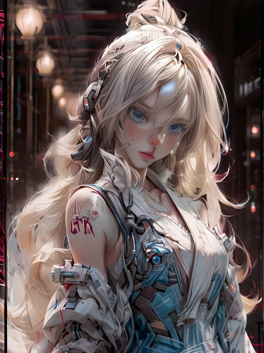 ((plano general, body completo:1.4)), pays attention beautiful woman wearing a white clothes, blond hair, blue eyes, detailed eyes, detailed face, long hair